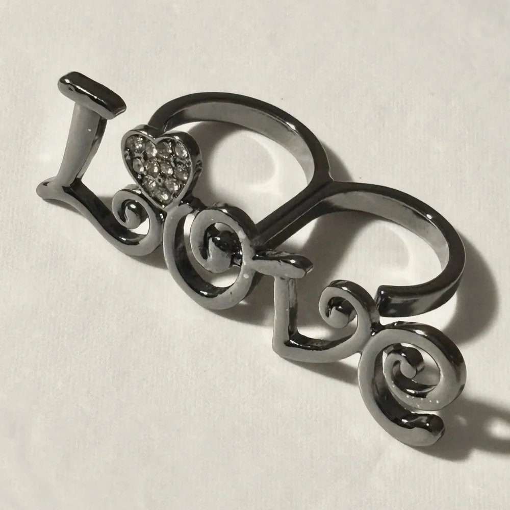 Gunmetal Colored Love Double Ring Size 6-7